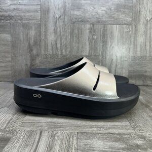 OOFOS OOMega OOAHH Women's size 10 Luxe Latte Platform Comfort Slide